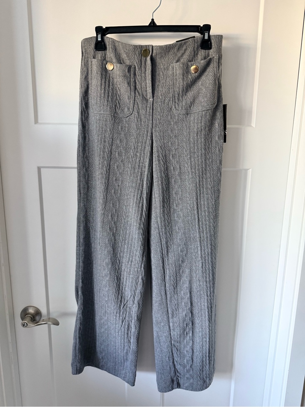 Jules & Leopard Pull On Gray Wide-Leg Women's Pants - Classic Tailored Style S/P